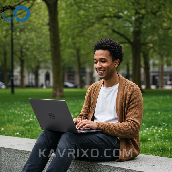 person-using-the-best-dell-laptop-xps-outdoors-in-a-park