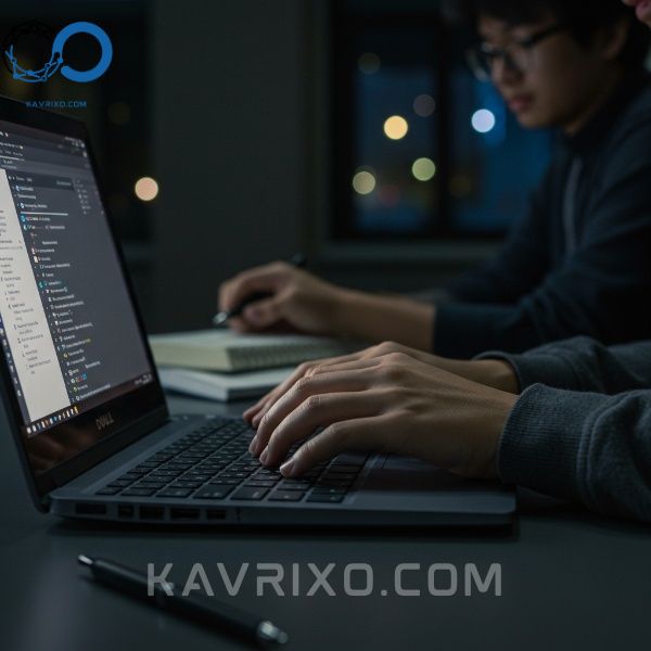 student-using-a-comfortable-dell-keyboard-in-the-evening