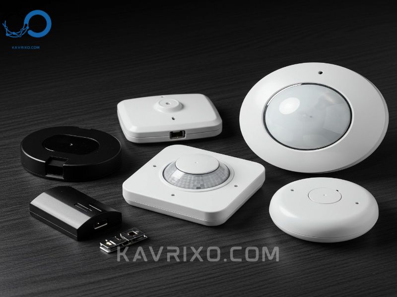 a-collection-of-essential-kinds-of-alarm-devices-including-motion-sensors-and-door-contacts-critical-components-of-modern-types-of-security-alarm-systems