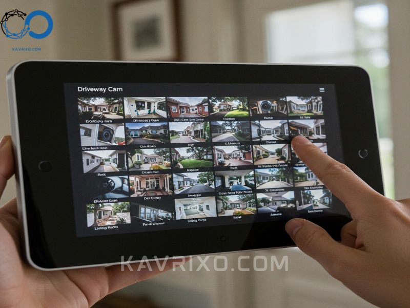 advanced-monitoring-features-on-a-home-security-touch-screen-showing-multiple-real-time-camera-feeds