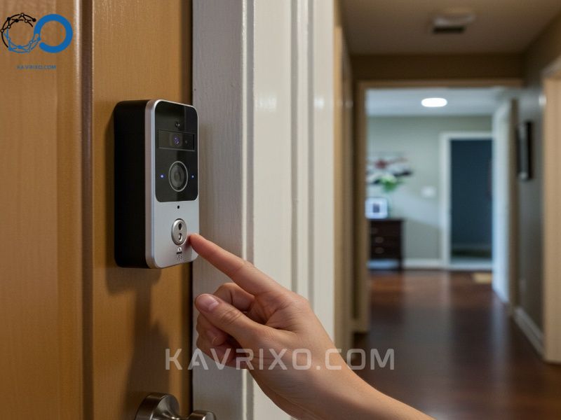 battery-powered-video-doorbell-for-apartment-security-a-renter-friendly-security-system-component-monitoring-the-front-door