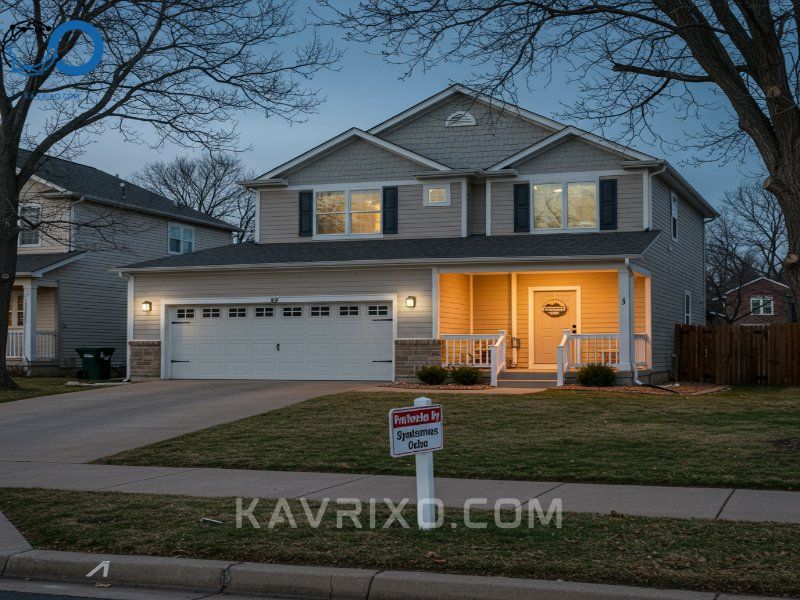calle-residencial-de-omaha-al-atardecer-con-una-casa-que-muestra-una-camara-de-seguridad-y-un-cartel-de-proteccion