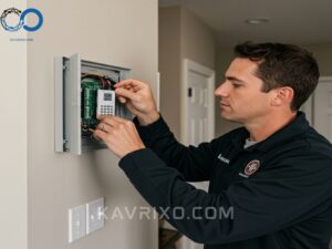 certified-technician-installing-a-reliable-cellular-backup-system-for-a-home-security-dallas-company