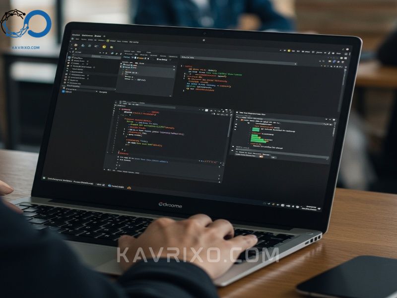 close-up-of-a-chromebook-screen-showing-a-linux-terminal-code-and-a-complex-spreadsheet
