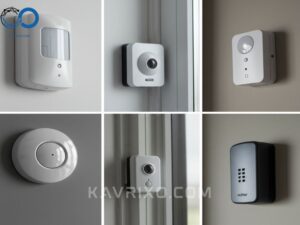 collage-de-sensores-de-sistemas-de-alarma-detector-de-movimiento-contacto-magnetico-y-sensor-sismico