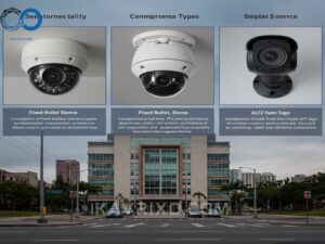 comparison-of-fixed-bullet-dome-and-ptz-camera-types-illustrating-the-physical-options-available-when-selecting-the-best-ip-webcam-for-specific-surveillance-needs