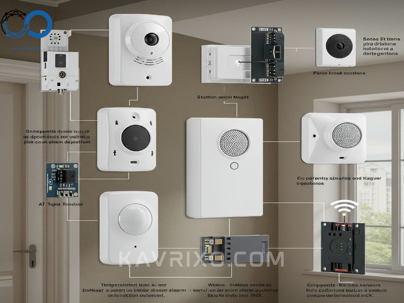 components-diagram-illustrating-wireless-sensors-in-a-battery-operated-burglar-alarm-system-including-motion-and-contact-detectors