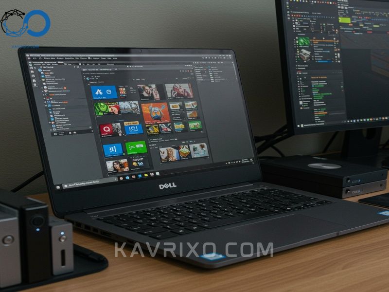dell-xps-laptop-video-editing-setup-with-a-4k-monitor-and-external-hard-drives