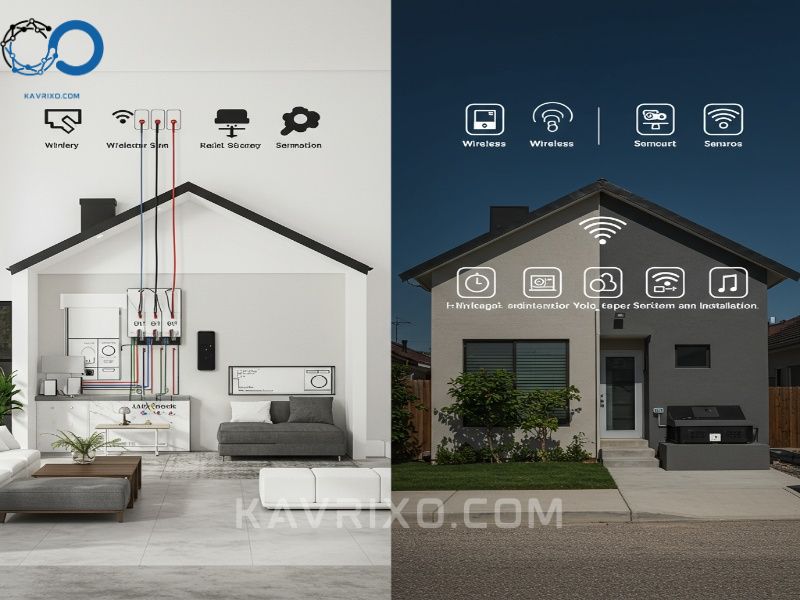 diagram-illustrating-the-architectural-differences-between-wired-and-wireless-types-of-security-system-installations-in-a-modern-home-environment