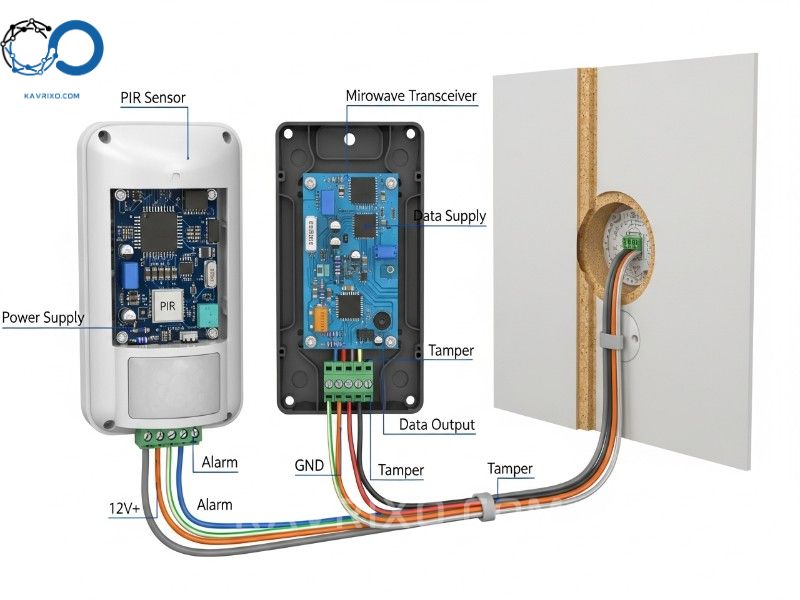 diagram-of-a-modern-dual-technology-wired-intruder-alarm-sensor-showing-hardwired-power-and-data-connections