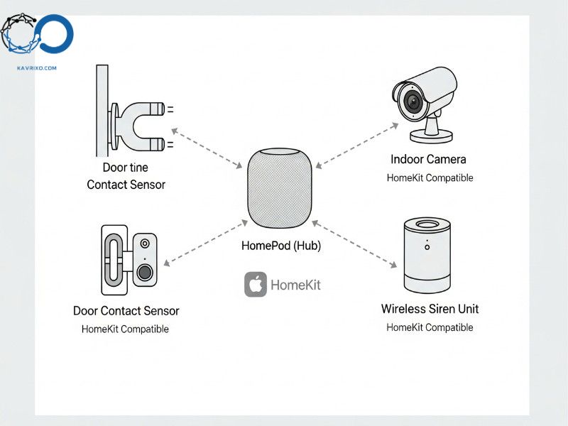 diagram-showing-the-essential-components-and-connectivity-flow-of-a-homekit-security-system