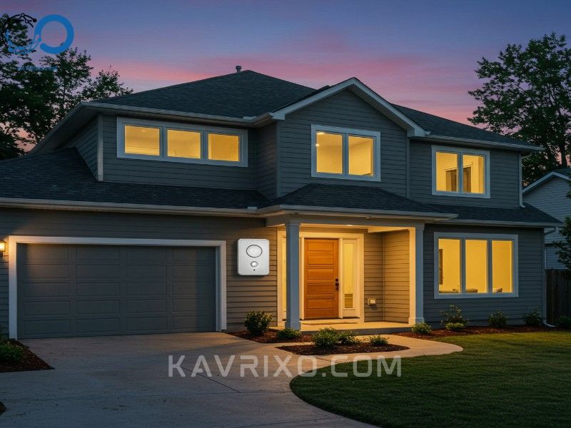 exterior-de-casa-moderna-bien-iluminada-al-anochecer-con-sutiles-senales-de-seguridad-y-camara