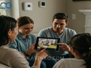 family-reviewing-live-feed-from-american-made-home-security-cameras-and-security-systems