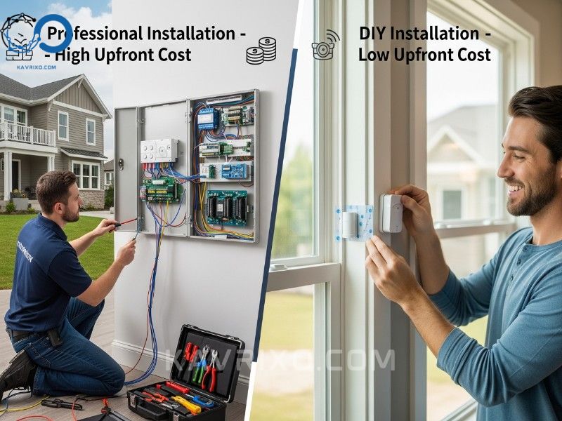 grafico-comparando-la-instalacion-profesional-de-sistemas-de-seguridad-alto-costo-inicial-vs-instalacion-diy-bajo-costo-inicial