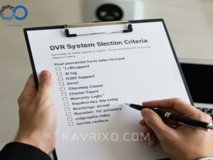 hand-pointing-a-pen-at-a-dvr-system-selection-criteria-checklist-on-a-clipboard