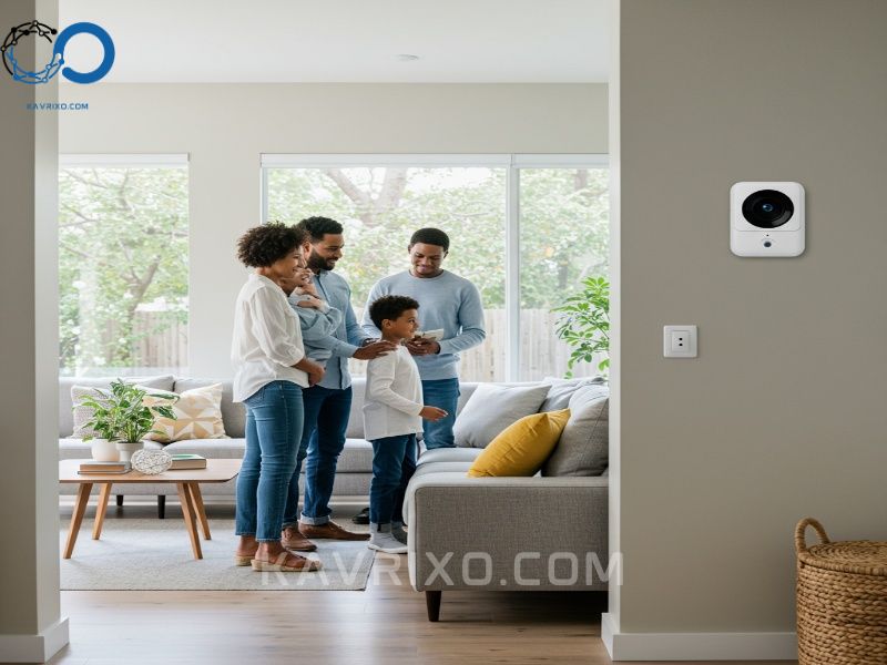 happy-family-in-bright-modern-los-angeles-living-room-with-visible-home-security-sensor