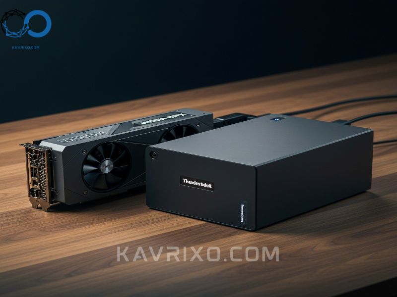 high-end-rtx-4090-gpu-next-to-an-egpu-enclosure-connected-to-a-laptop-via-thunderbolt