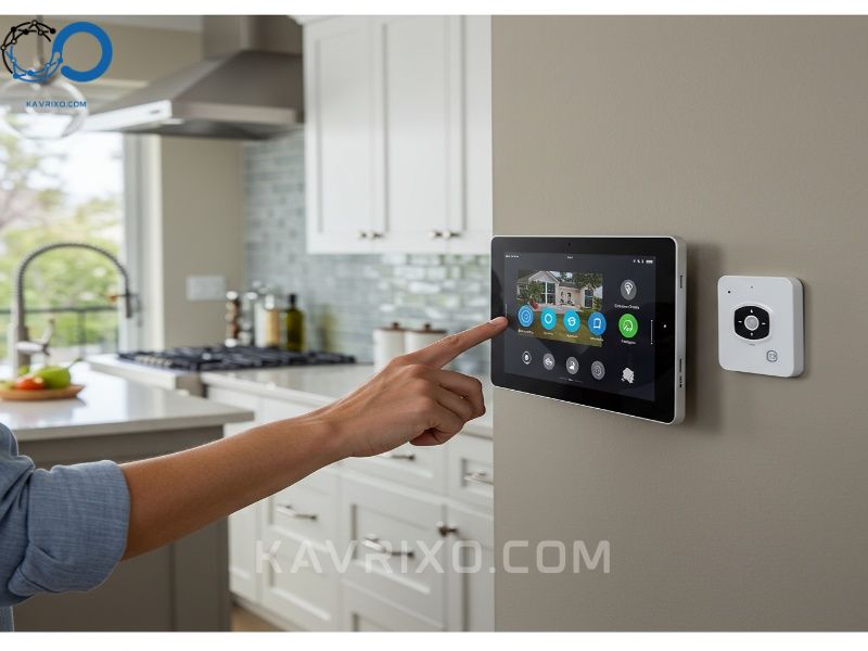 hombre-usando-una-tableta-de-hogar-inteligente-montada-en-la-pared-en-una-cocina-moderna-de-naples