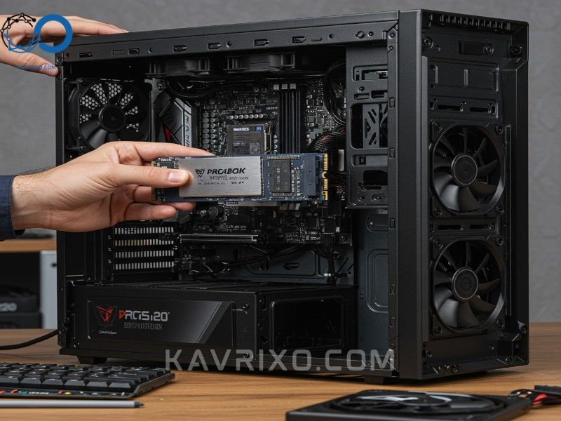 installing-an-m2-ssd-heatsink-on-a-motherboard-in-a-disassembled-pc-tower