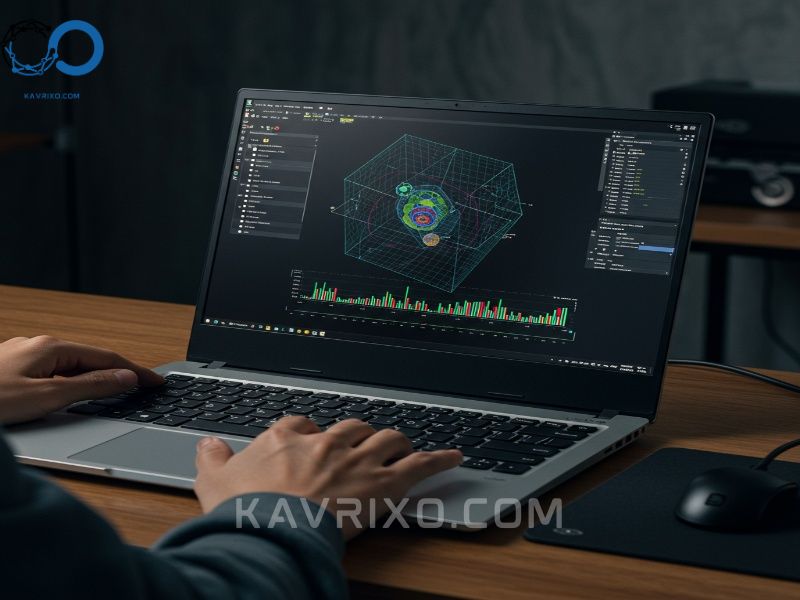 laptop-running-a-demanding-3d-rendering-test-showing-performance-metrics-on-screen