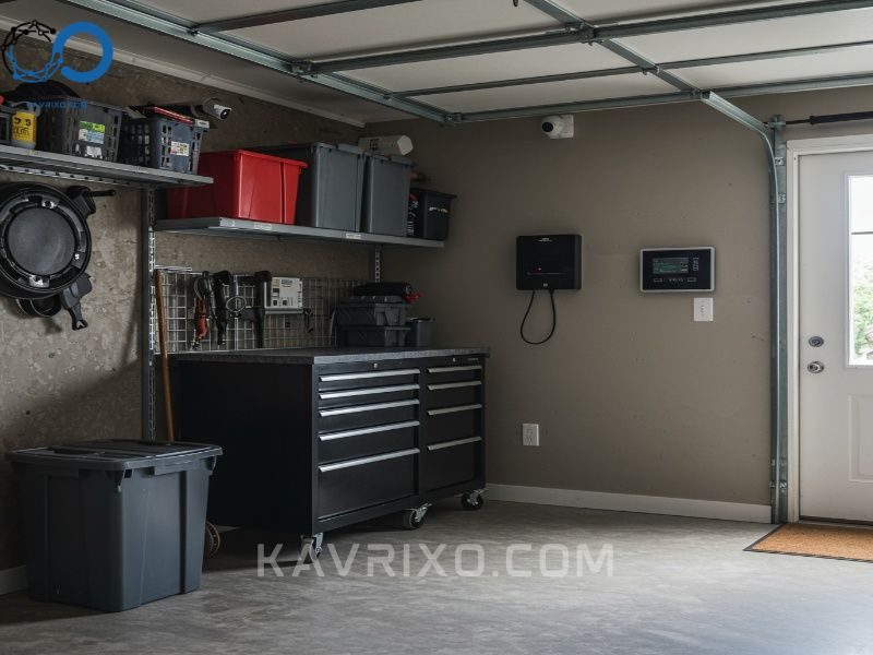 modern-organized-garage-interior-featuring-a-visible-smart-security-camera-illustrating-effective-garage-security-and-monitoring