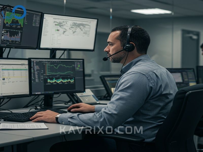 monitoring-center-operator-focused-on-handling-a-critical-alert-using-multiple-screens