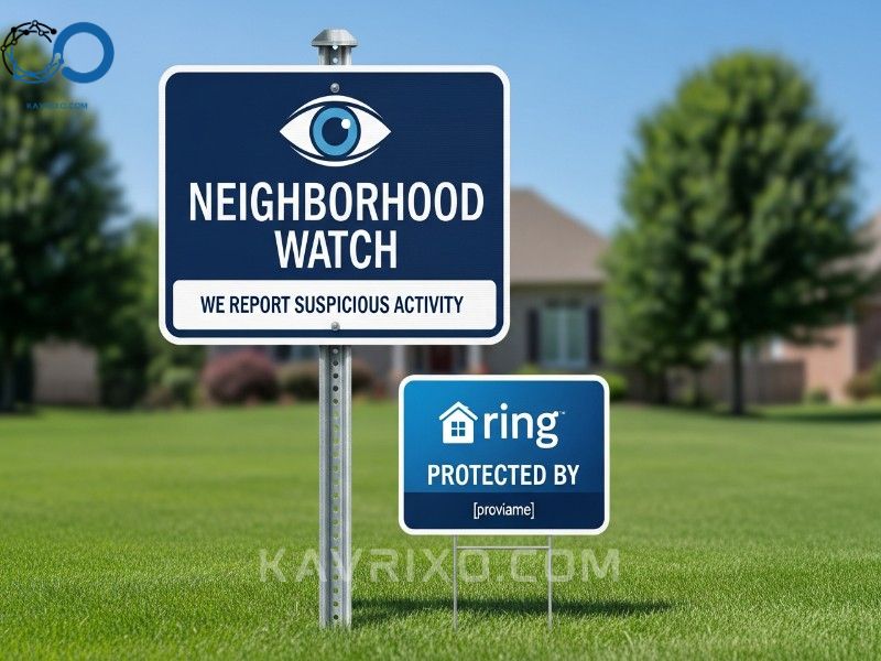 neighborhood-watch-sign-paired-with-a-professional-home-security-sign-demonstrating-community-support-for-alarm-systems-louisville-ky