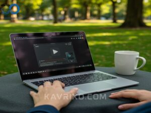 person-working-outdoors-in-a-park-watching-a-video-on-a-sleek-fanless-chromebook
