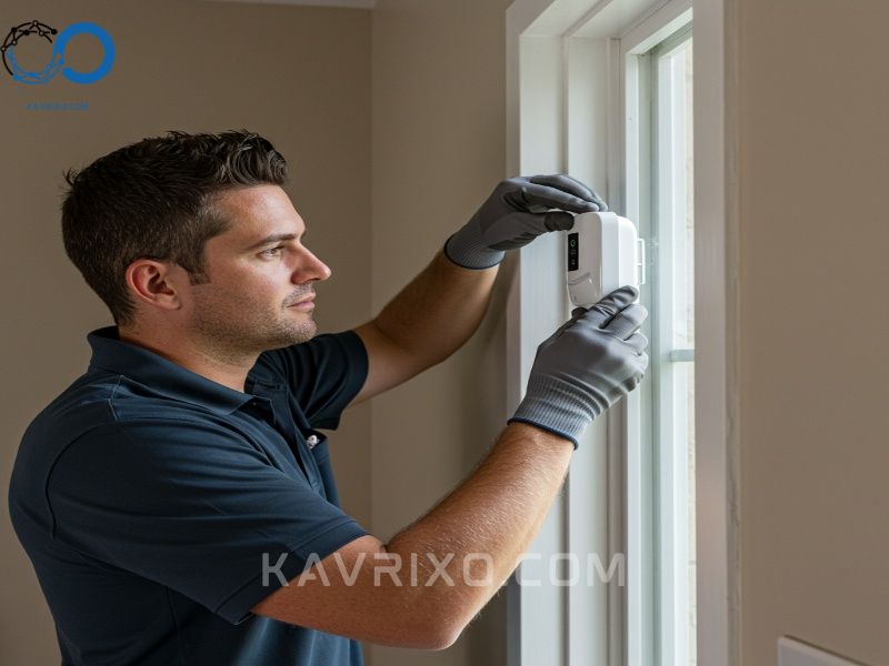 professional-installation-of-a-wireless-security-systems-tampa-fl-sensor-ensuring-optimal-placement-and-connectivity
