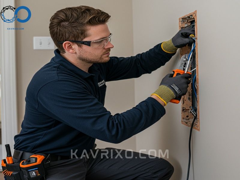 technician-performing-professional-security-system-installation-ensuring-wires-are-concealed-for-seamless-aesthetic-and-reliable-home-security