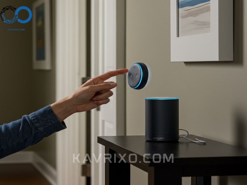 user-speaking-a-voice-passcode-to-an-echo-dot-to-disarm-their-alexa-home-security-system