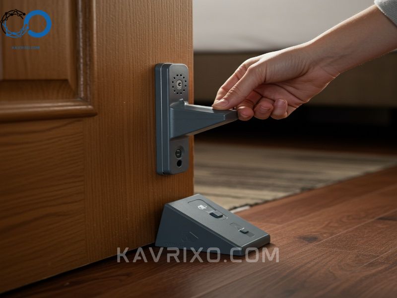 using-a-compact-door-stop-alarm-a-type-of-portable-security-system-for-enhanced-hotel-room-security